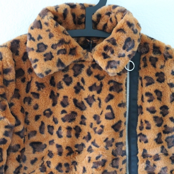 Brave Soul Carla Faux Fur Leopard Jacket- 4P- NWT - Picture 7 of 16